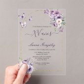 Lavendel met vlinders Quinceanera Spaans Acryl Uitnodigingen (Insitu (Draagbaar))