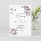 Lavendel met vlinders Quinceanera Spaans Kaart (Staand voorkant)