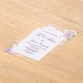 Lavendel met vlinders Quinceanera spaanse Acry Acryl Uitnodigingen (Laagn)