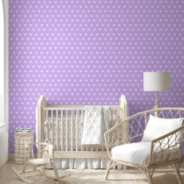 Lavendel met wit hartenpatroon behang
