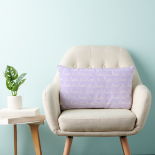 LAVENDEL MET WITTE SCRIPT LIEFDE & HARTEN KUSSEN