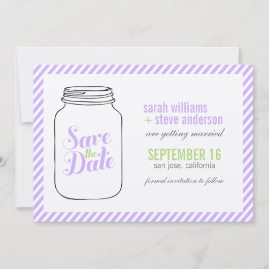 Lavendel Metselwerk Pot Monogram Save The Date Kaart (Voorkant)