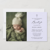 Lavendel Mexicaanse Uitnodiging Voor Doopfeest Fot (Voorkant)