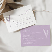 Lavendel minimalistische bruiloft details behuizin informatiekaartje
