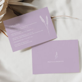 Lavendel minimalistische bruiloft details behuizin informatiekaartje