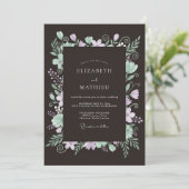 Lavendel Mint Botanische Romantische Bruiloft Kaart (Staand voorkant)