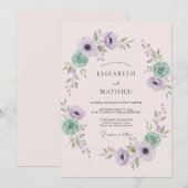 Lavendel Mint Ethische Lente Bruiloft Kaart (Voorkant / Achterkant)