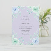 Lavendel Mint Ethische Waterverf Bruiloft Kaart (Staand voorkant)