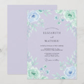 Lavendel Mint Ethische Waterverf Bruiloft Kaart (Voorkant / Achterkant)