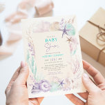 Lavendel Mint Ocean Baby shower Onder het Zee Kaart<br><div class="desc">Duik in de etherische wereld van de oceaan terwijl u uw geliefden uitnodigt om deze speciale gelegenheid te vieren. De handbeschilderde waterverf illustraties van koralen, zeeschelpen en zeesterren roepen een gevoel van rust en natuurlijke charme op, waardoor een dromerige sfeer voor het baby shower ontstaat. Het zachte pastel turquoise en...</div>