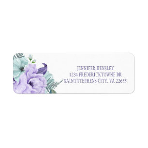 Lavendel Mint Paarse Pioenrozen Retouradres Etiket