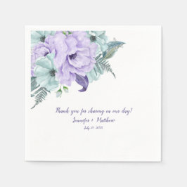 Lavendel Mint Paarse Waterverf pioenrozen receptie Servet