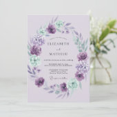 Lavendel Mint Stralende Waterverf Bruiloft Kaart (Staand voorkant)
