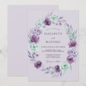 Lavendel Mint Stralende Waterverf Bruiloft Kaart (Voorkant / Achterkant)
