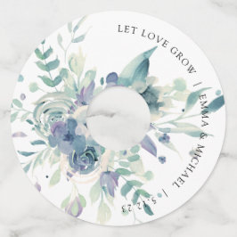 Lavendel Mint Waterverf Bloem Wijn Glas Label