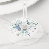 Lavendel Mint Waterverf Bloem Wijn Glas Label (Dichtbij)