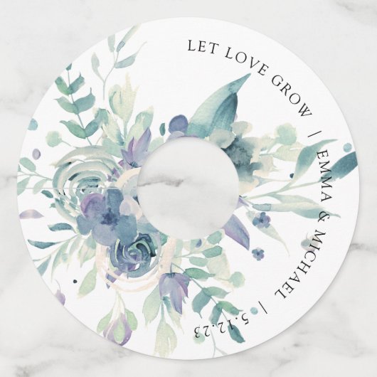 Lavendel Mint Waterverf Bloemglas Wijn Glas Label (Voorkant)