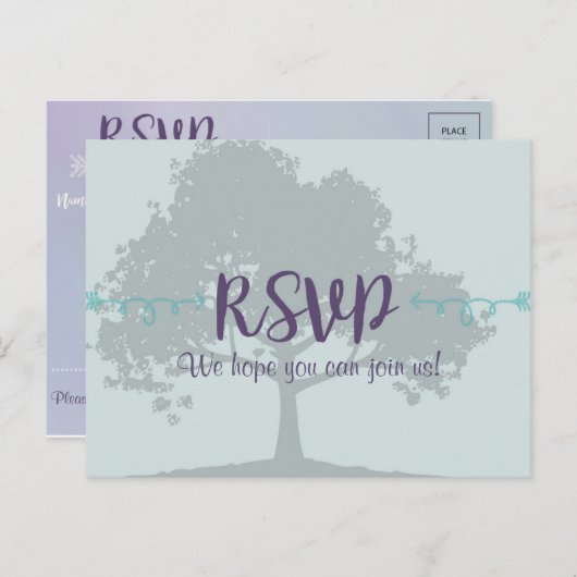 Lavendel Mint Wedding RSVP Briefkaart (Voorkant / Achterkant)