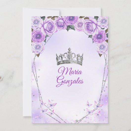 Lavendel Mis Quince 15 Anos Kroon Quinceañera Kaart (Achterkant)