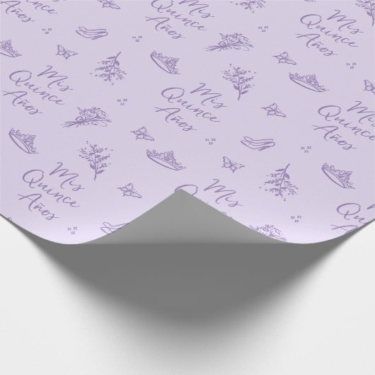Lavendel Mis Quince Años Quinceanera Cadeaupapier (Hoek)