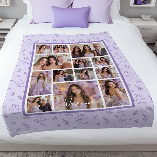 Lavendel Mis Quince Años Quinceanera Fleece Deken