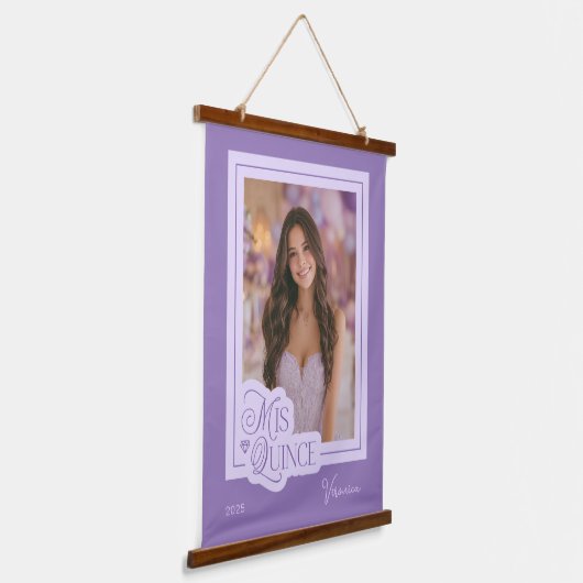 Lavendel Mis Quince Quinceañera Foto Hangend Wandkleed (Gebogen)