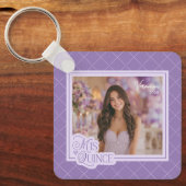 Lavendel Mis Quince Quinceañera Fotoherinnering Sleutelhanger (Voorkant)