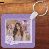 Lavendel Mis Quince Quinceañera Fotoherinnering Sleutelhanger (Achterkant)