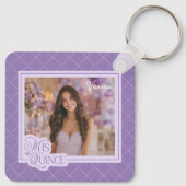 Lavendel Mis Quince Quinceañera Fotoherinnering Sleutelhanger (Achterkant)