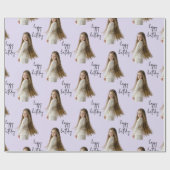 Lavendel Mist & Aangepaste Verjaardag tekst en fot Cadeaupapier (Vlak)