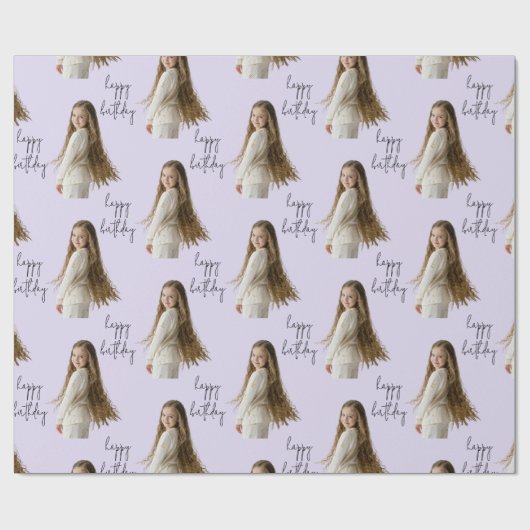Lavendel Mist & Aangepaste Verjaardag tekst en fot Cadeaupapier (Vlak)