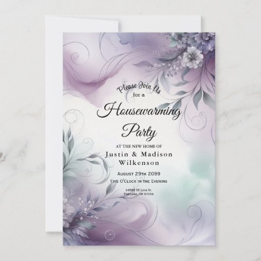 Lavendel Mist en Watercolor Whispers Housewarming Kaart (Voorkant)