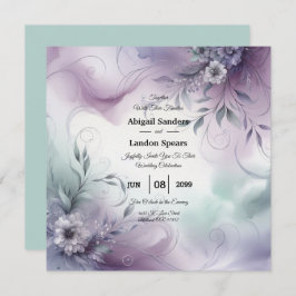 Lavendel mist en Waterverf fluistert bruiloft Kaart