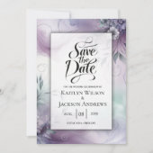 Lavendel mist en Waterverf fluistert bruiloft Save The Date (Voorkant)