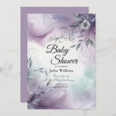 Lavendel Mist en Waterverf Whispers Baby shower Kaart (Voorkant / Achterkant)