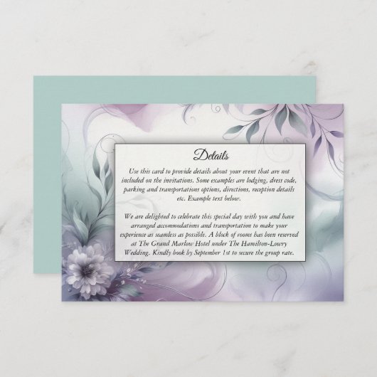 Lavendel Mist en Waterverf Whispers Informatiekaartje (Voorkant / Achterkant)