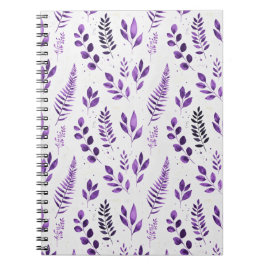 Lavendel Mist Waterverf Varens en Botanisch blad Notitieboek