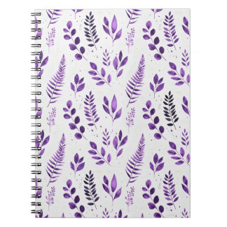Lavendel Mist Waterverf Varens en Botanisch blad Notitieboek