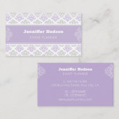 Lavendel modern damast aanpasbaar visitekaartje (Voorkant / Achterkant)