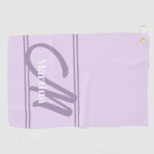 Lavendel Modern Monogram Golf Handdoek voor haar (Horizontaal)