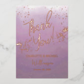 Lavendel Modern Ombré Foto Overlay Bruiloft Dank Folie Uitnodiging (Voorkant)