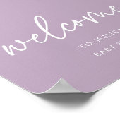 Lavendel moderne babyshower welkomstbord poster (Hoek)