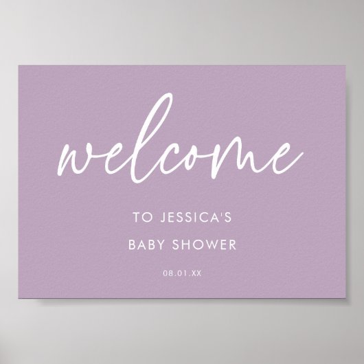 Lavendel moderne babyshower welkomstbord poster (Voorkant)