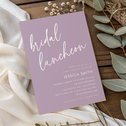 Lavendel Moderne Boho Bruiloftslunch Kaart