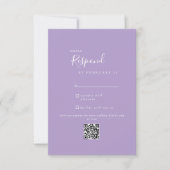 Lavendel moderne bruiloft QR-code RSVP Kaartje (Voorkant)