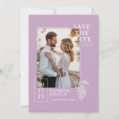 Lavendel Moderne Foto Bruiloft Save The Date (Voorkant)