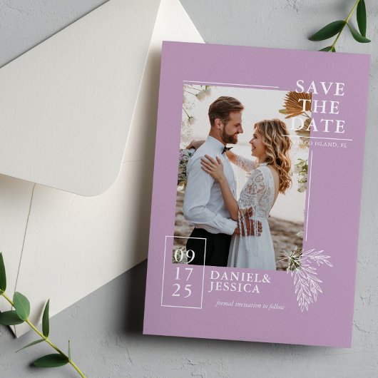 Lavendel Moderne Foto Bruiloft Save The Date