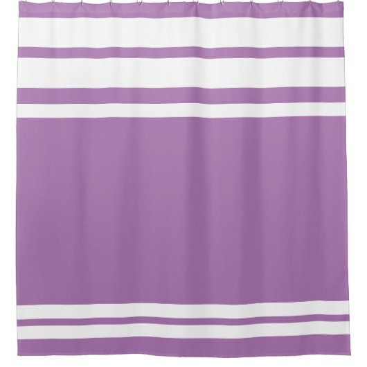 Lavendel: Moderne lijnen in wit Douchegordijn (Voorkant)