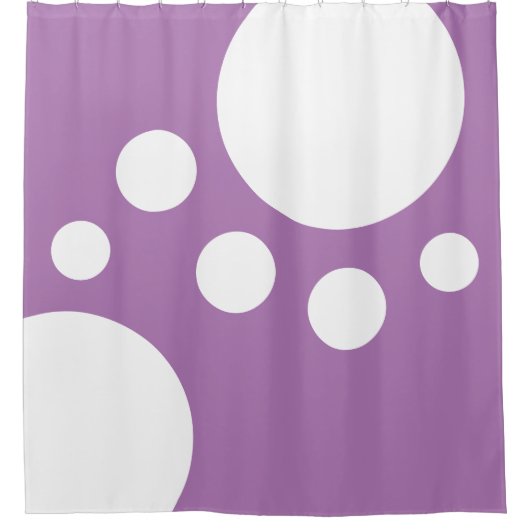 Lavendel : Moderne Stippen in Wit Douchegordijn (Voorkant)