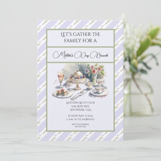 Lavendel Moederdag Brunch Uitnodiging (Staand voorkant)